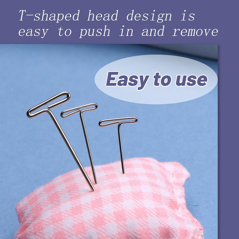 QMNNMA T Pins, 100 Pack 1 inch T Shape Sewing Pins for Blocking Knitting, Wig Pins Stainless Steel Push Pin Kit with Clear Box for Mannequin Head, Sewing, Crocheting and Modelling - Image 4